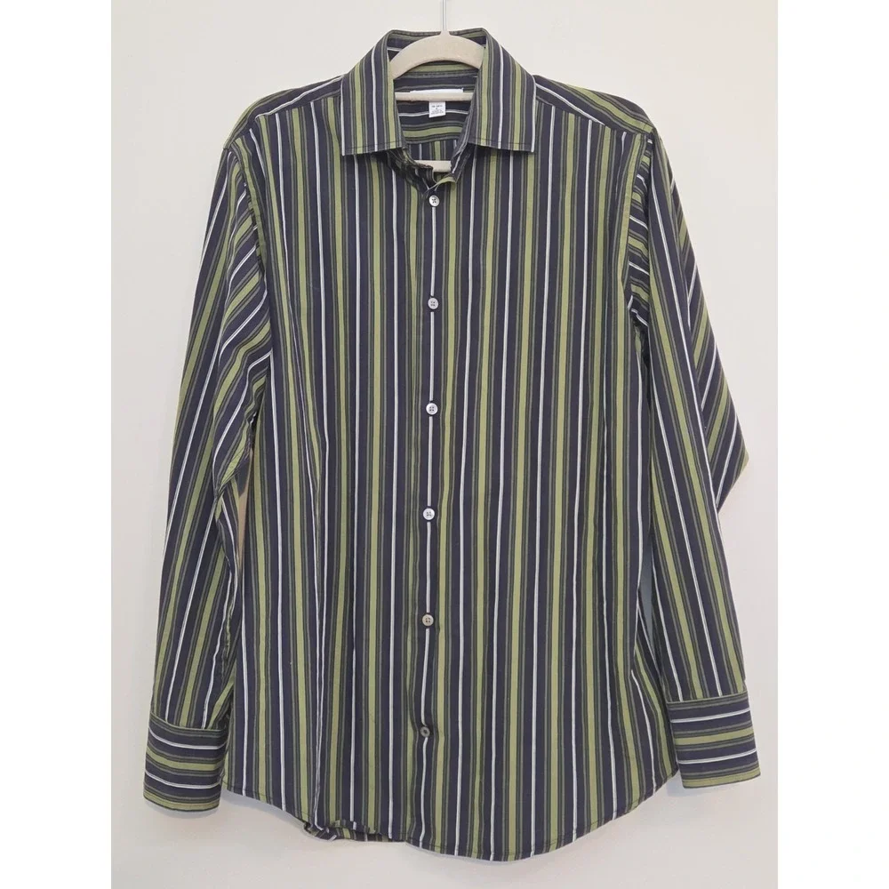 Banana Republic Men's Dress Shirt, Cotton, Green 16-16 1/2 Large, Office